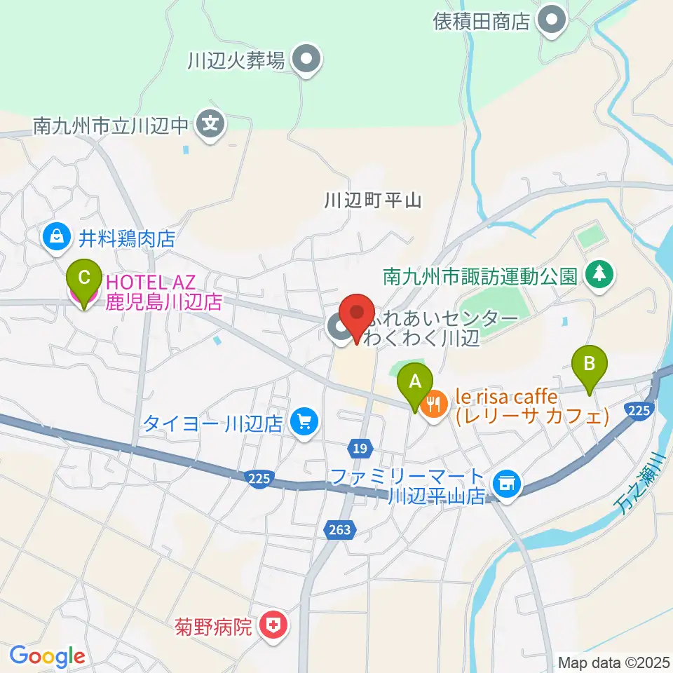 marukawaホール 川辺文化会館周辺のホテル一覧地図