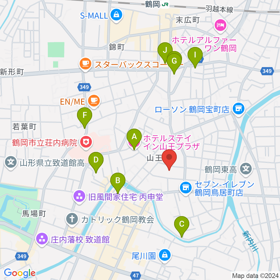 鶴岡まちなかキネマ周辺のホテル一覧地図