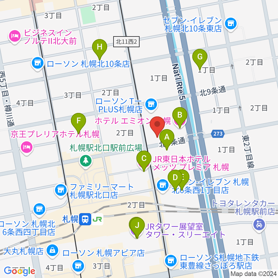 ジョブキタ北八劇場周辺のホテル一覧地図