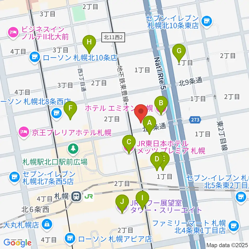 ジョブキタ北八劇場周辺のホテル一覧地図