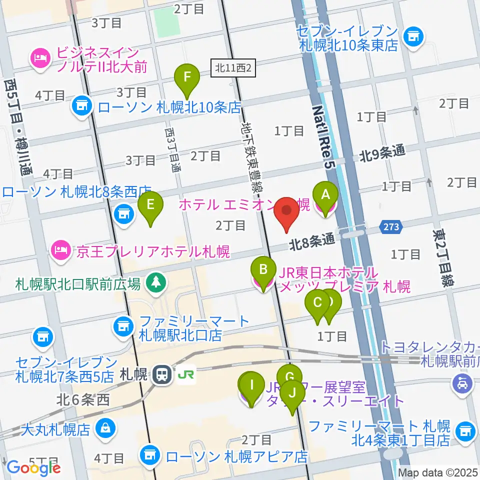 ジョブキタ北八劇場周辺のホテル一覧地図