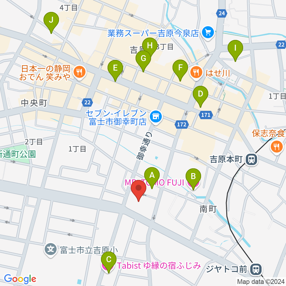 富士市立富士体育館周辺のホテル一覧地図