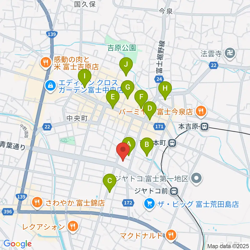 富士市立富士体育館周辺のホテル一覧地図