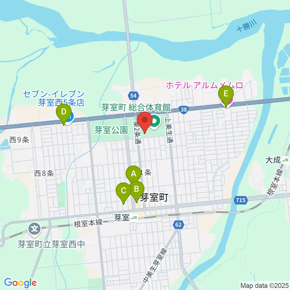 芽室町温水プール周辺のホテル一覧地図