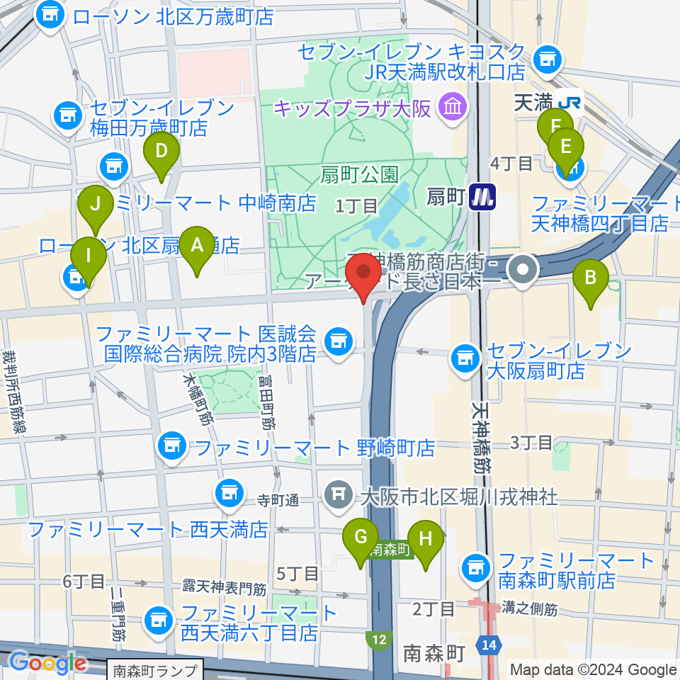 扇町ミュージアムキューブ周辺のホテル一覧地図