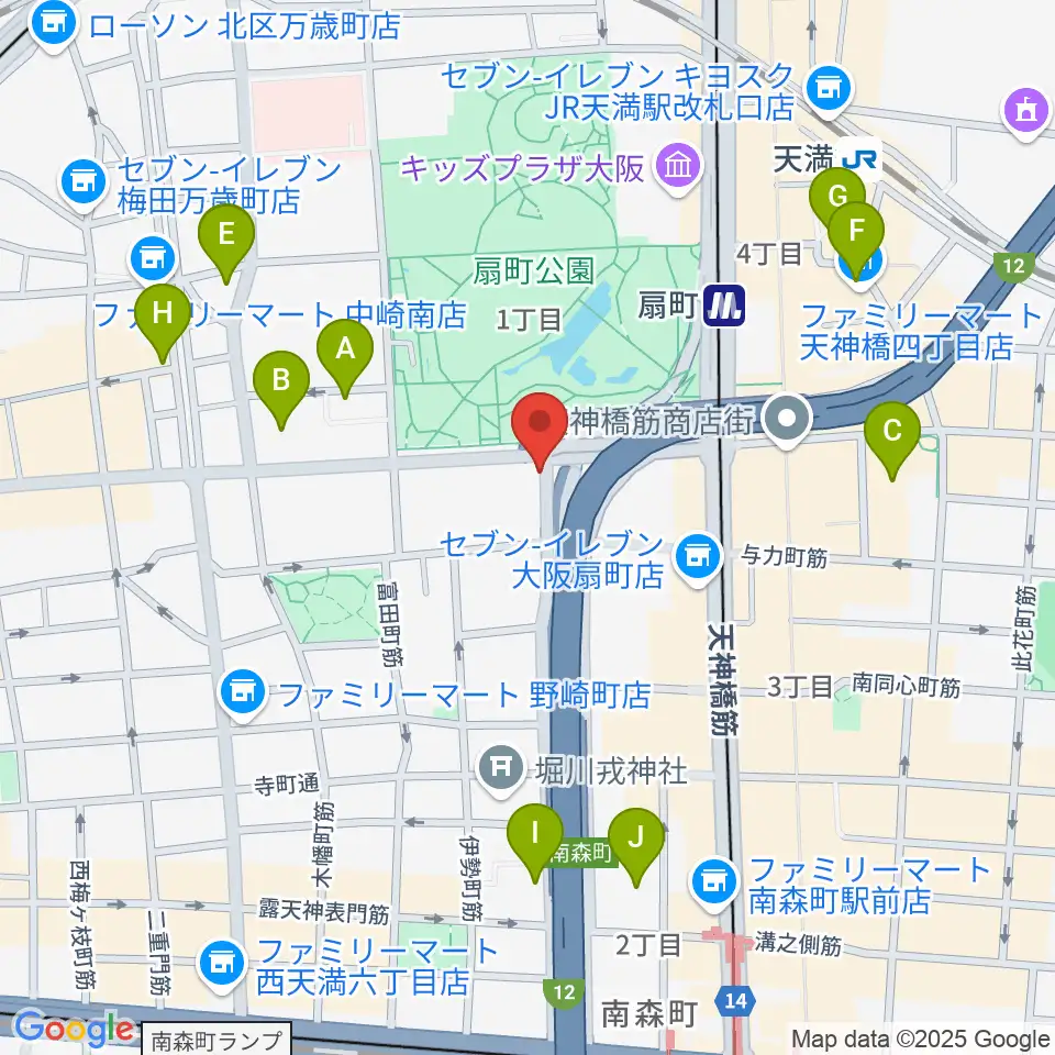 扇町ミュージアムキューブ周辺のホテル一覧地図