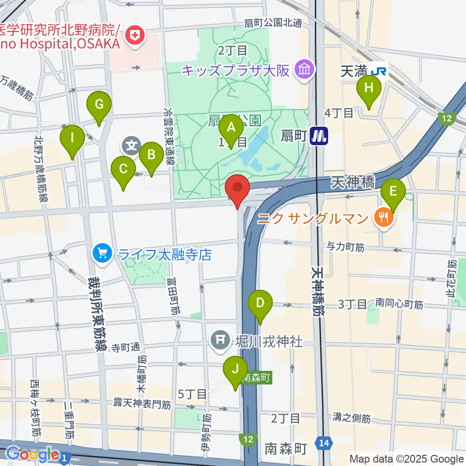 扇町ミュージアムキューブ周辺のホテル一覧地図