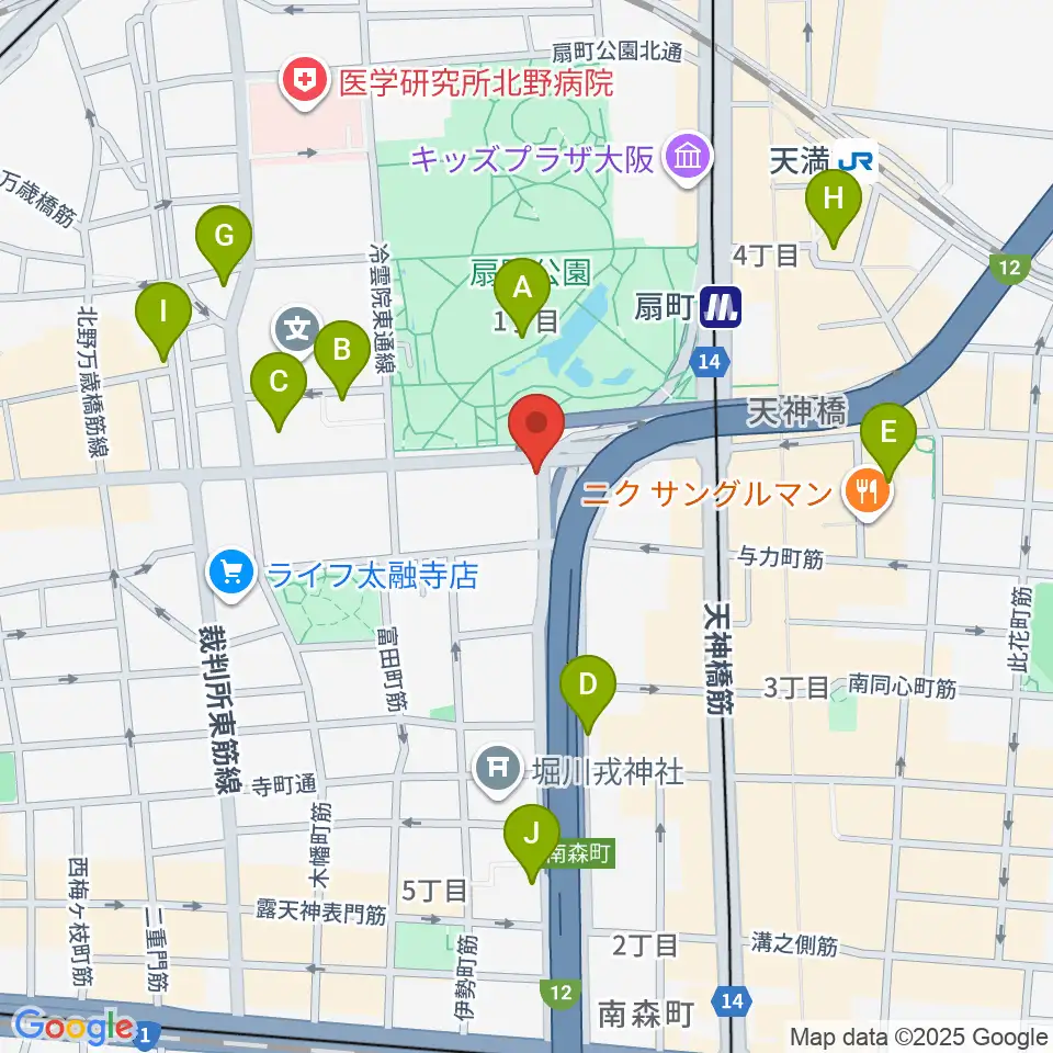 扇町ミュージアムキューブ周辺のホテル一覧地図