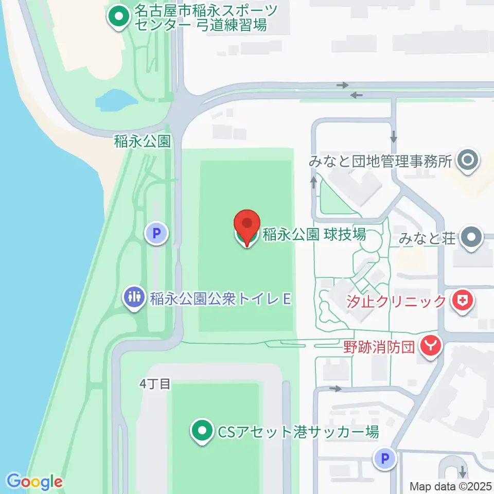 稲永公園球技場周辺のホテル一覧地図
