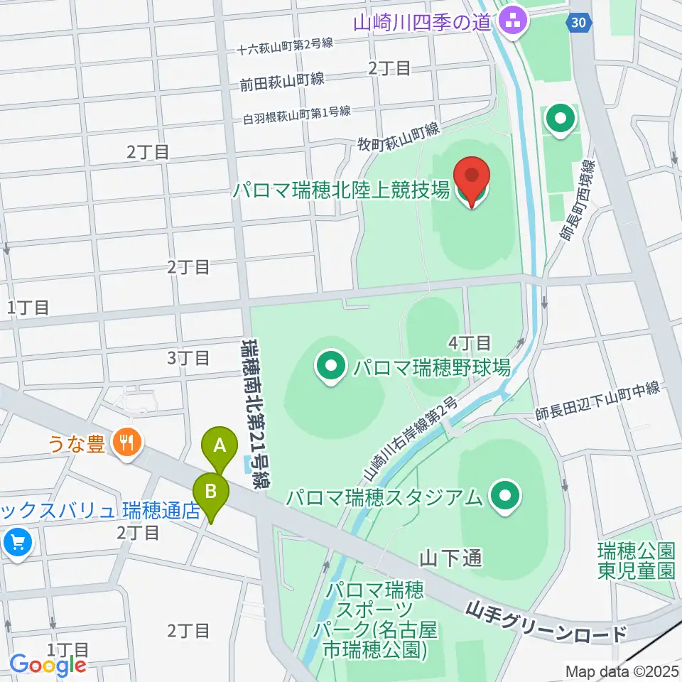 パロマ瑞穂北陸上競技場周辺のホテル一覧地図