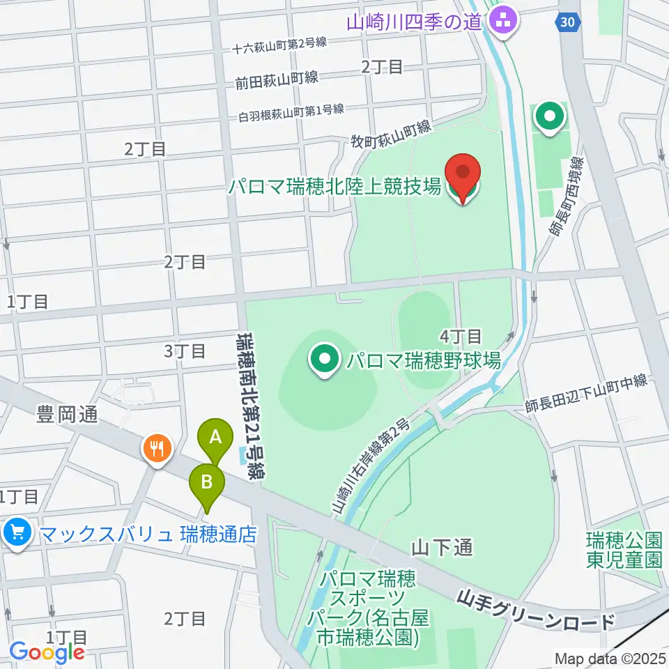 パロマ瑞穂北陸上競技場周辺のホテル一覧地図