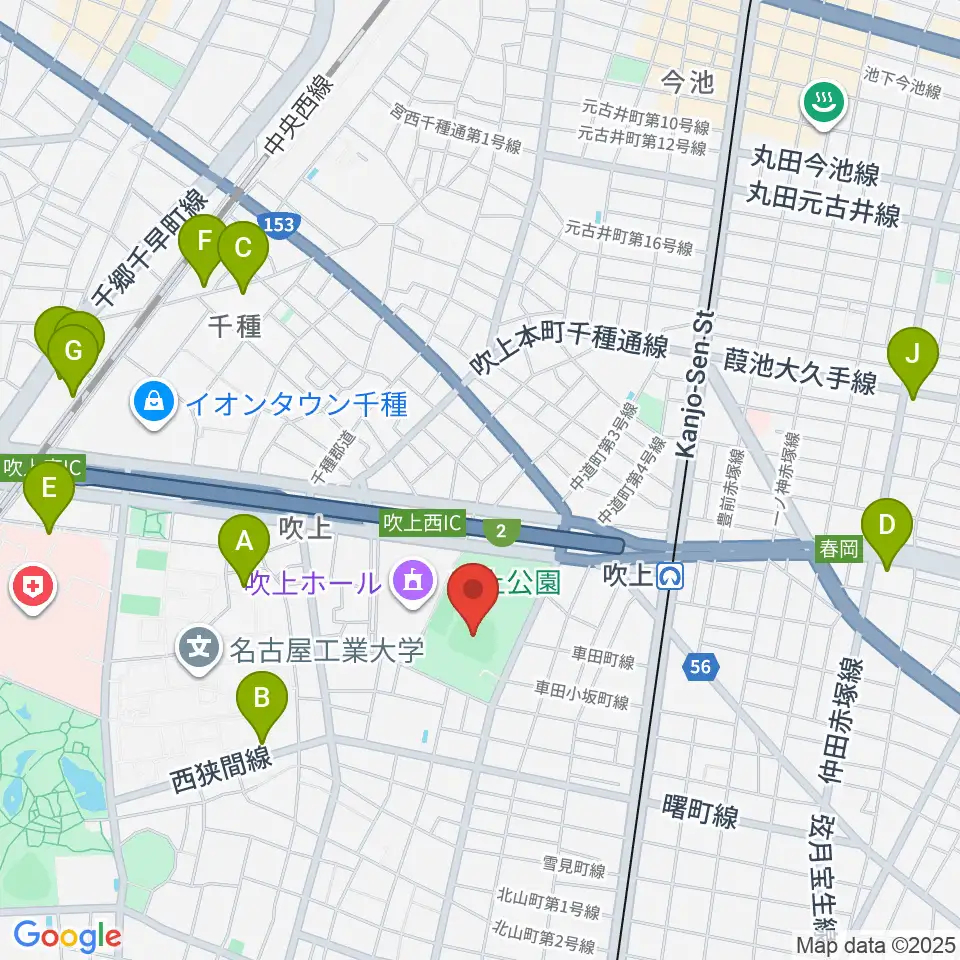 吹上公園野球場周辺のホテル一覧地図