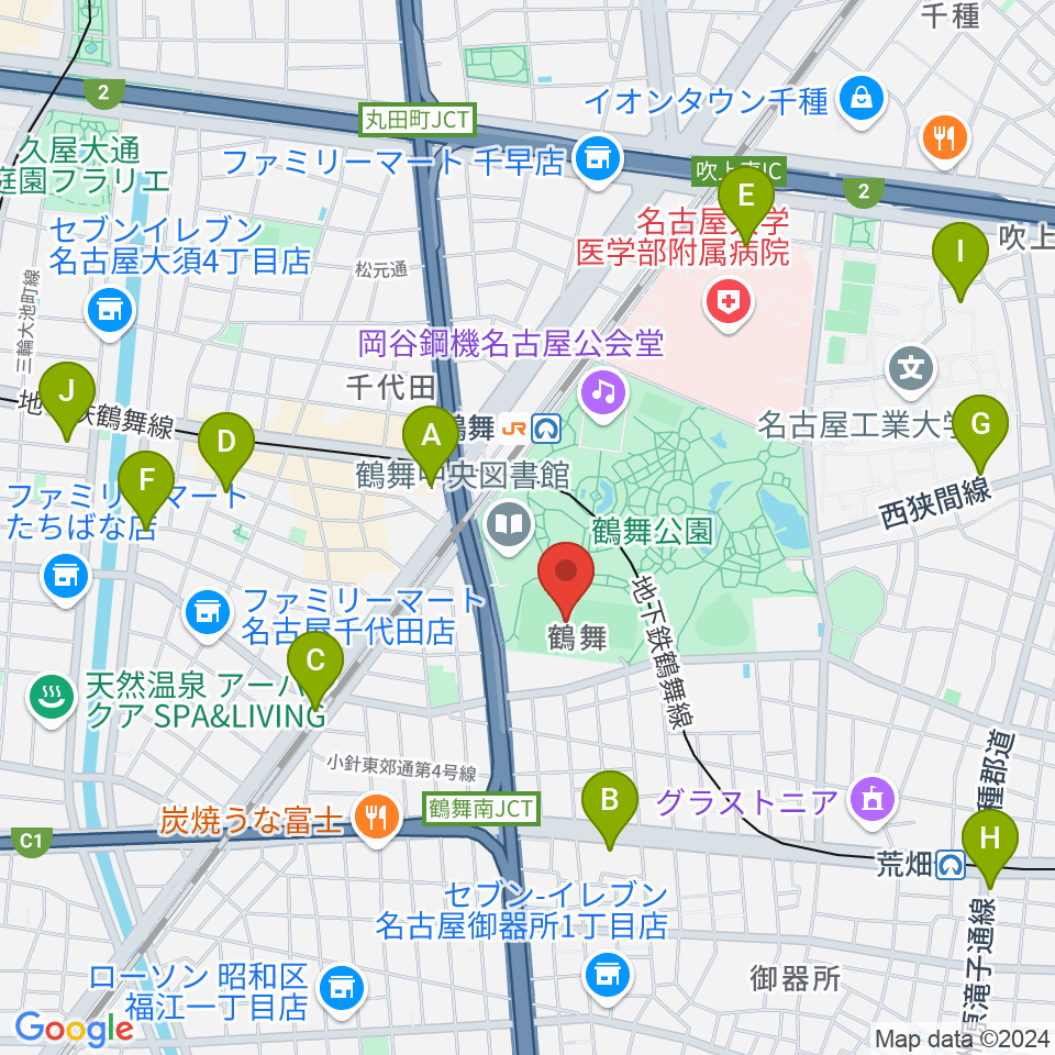 テラスポ鶴舞周辺のホテル一覧地図