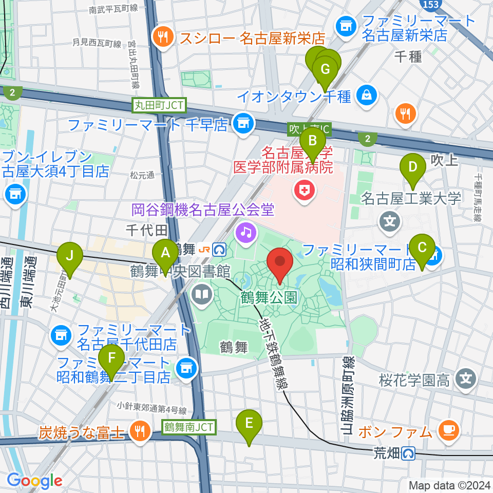 鶴舞公園奏楽堂周辺のホテル一覧地図