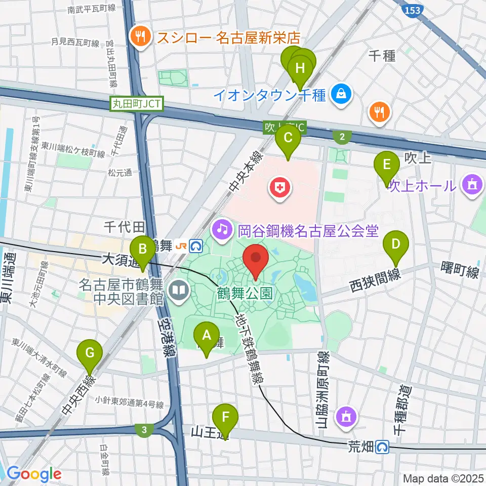 鶴舞公園奏楽堂周辺のホテル一覧地図