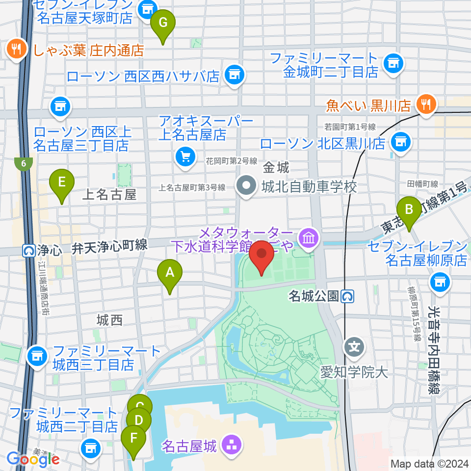 名城公園野球場周辺のホテル一覧地図