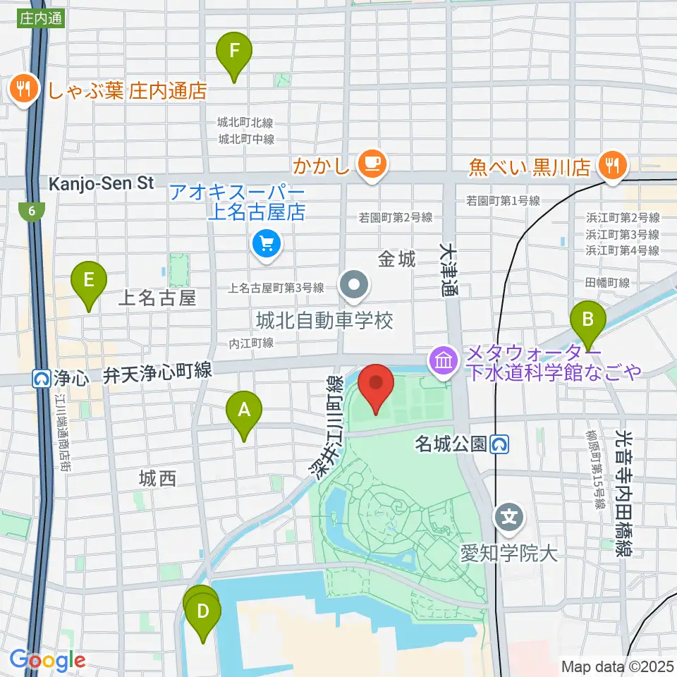 名城公園野球場周辺のホテル一覧地図