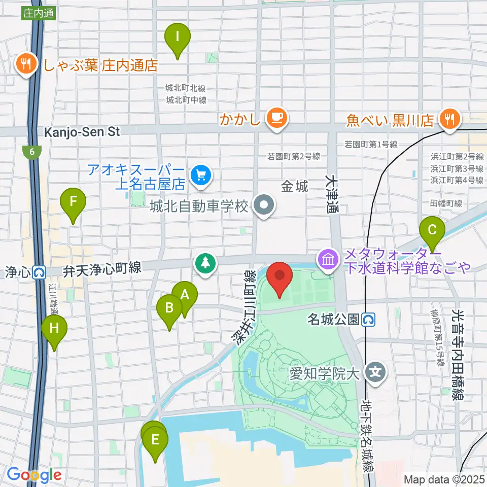 名城公園野球場周辺のホテル一覧地図