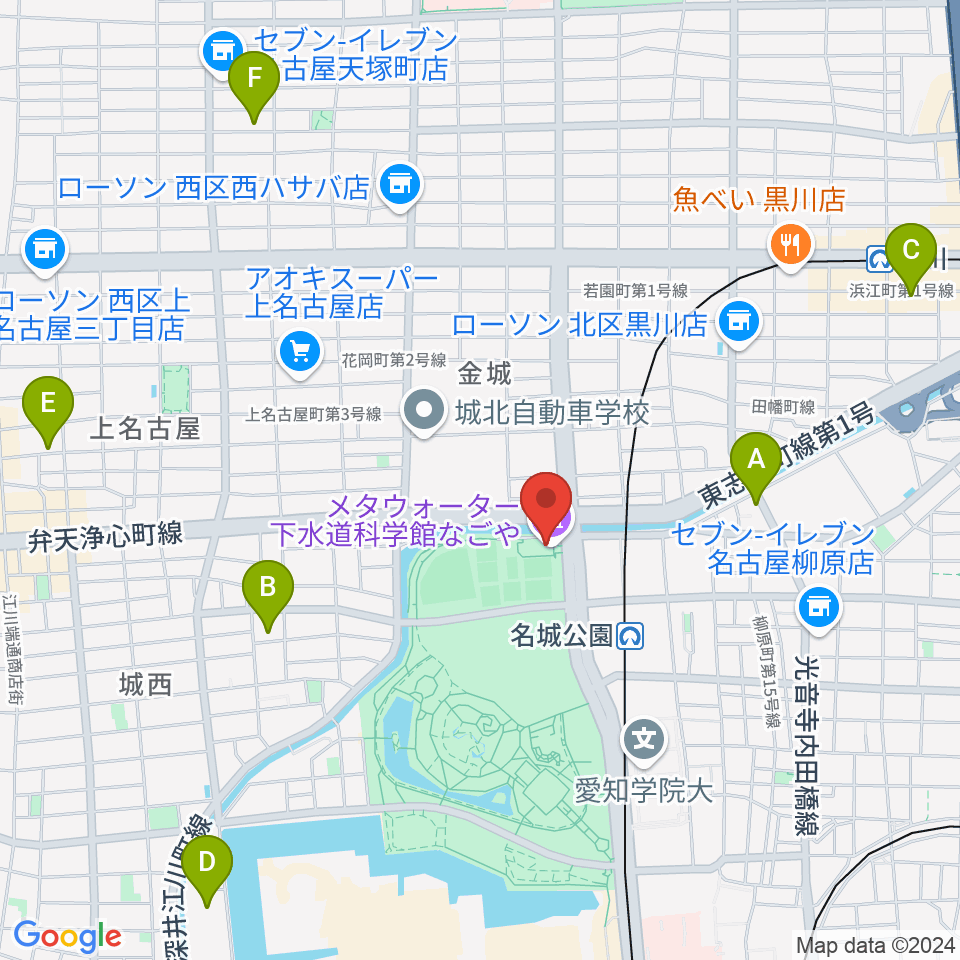 メタウォーター下水道科学館なごや周辺のホテル一覧地図