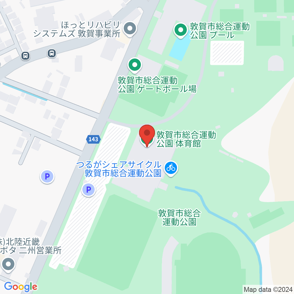 敦賀市総合運動公園体育館周辺のホテル一覧地図