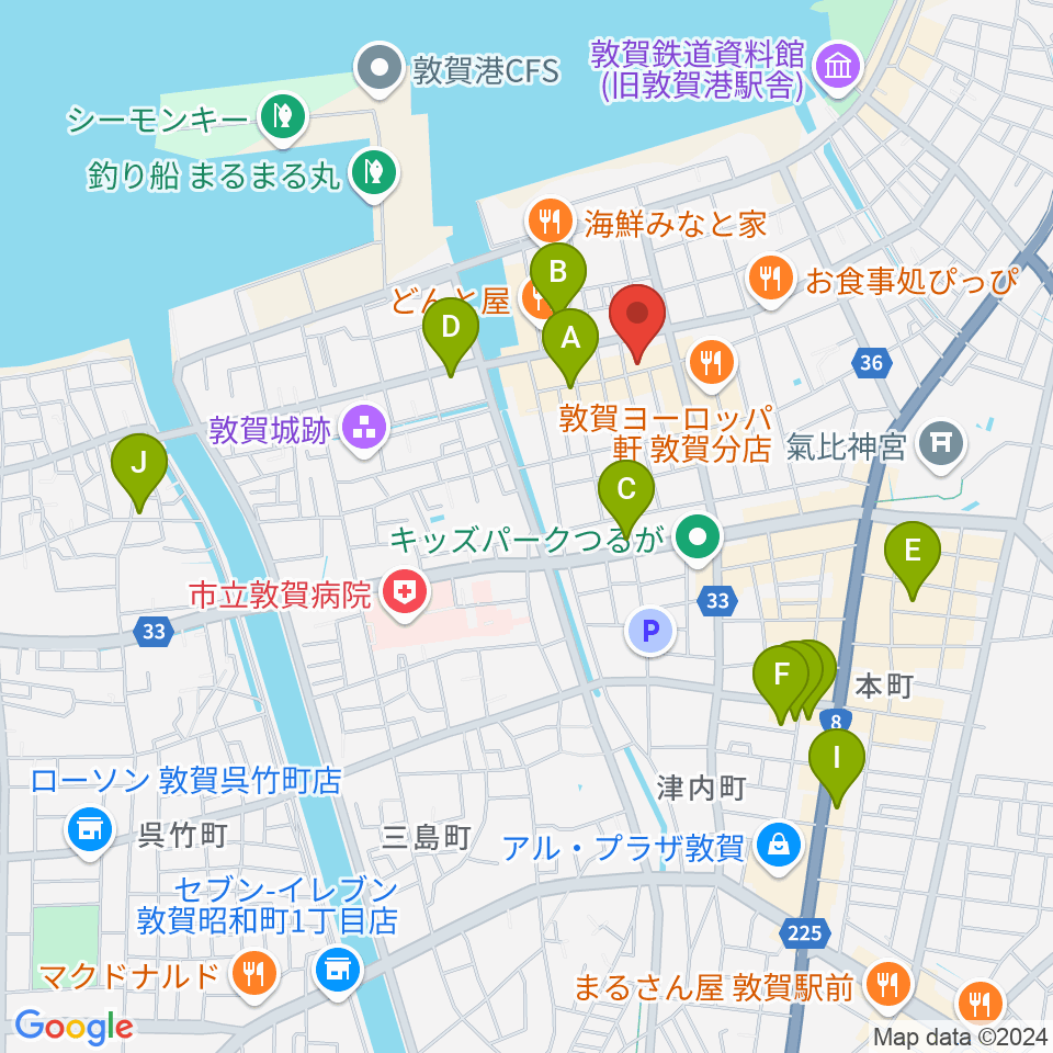 敦賀市立博物館周辺のホテル一覧地図