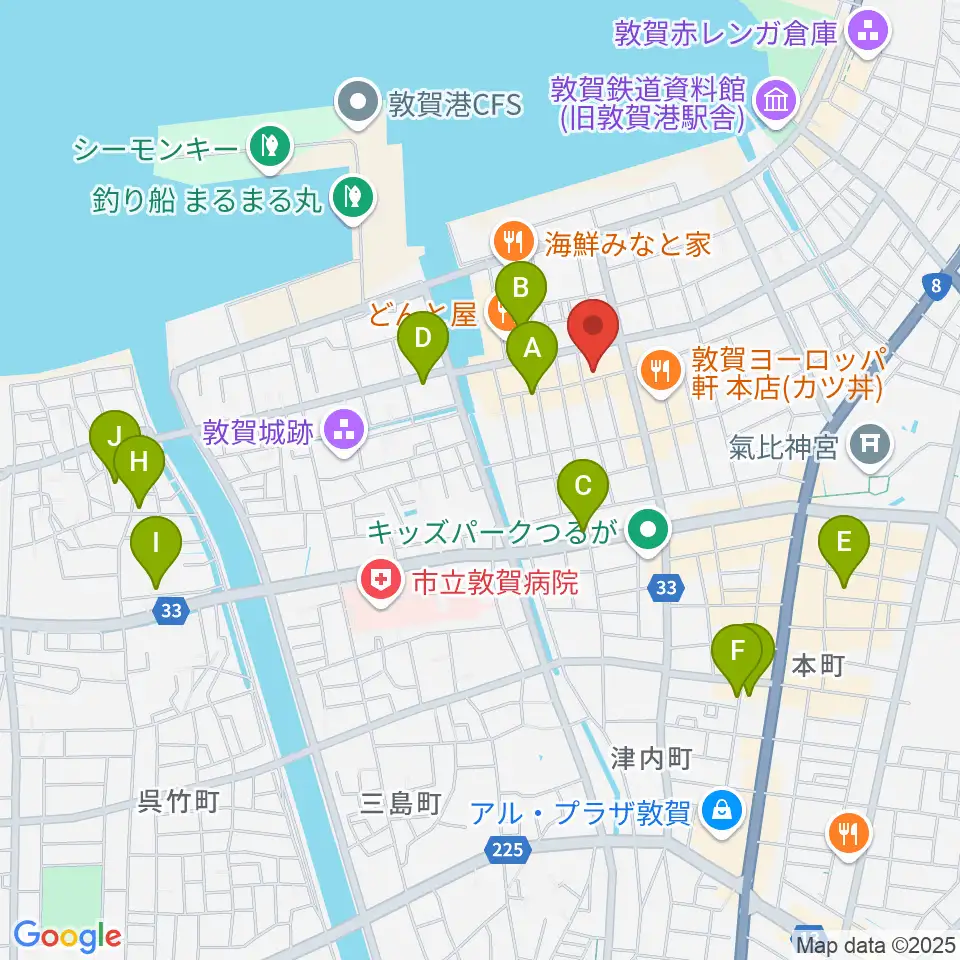 敦賀市立博物館周辺のホテル一覧地図