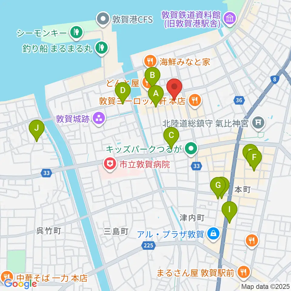 敦賀市立博物館周辺のホテル一覧地図