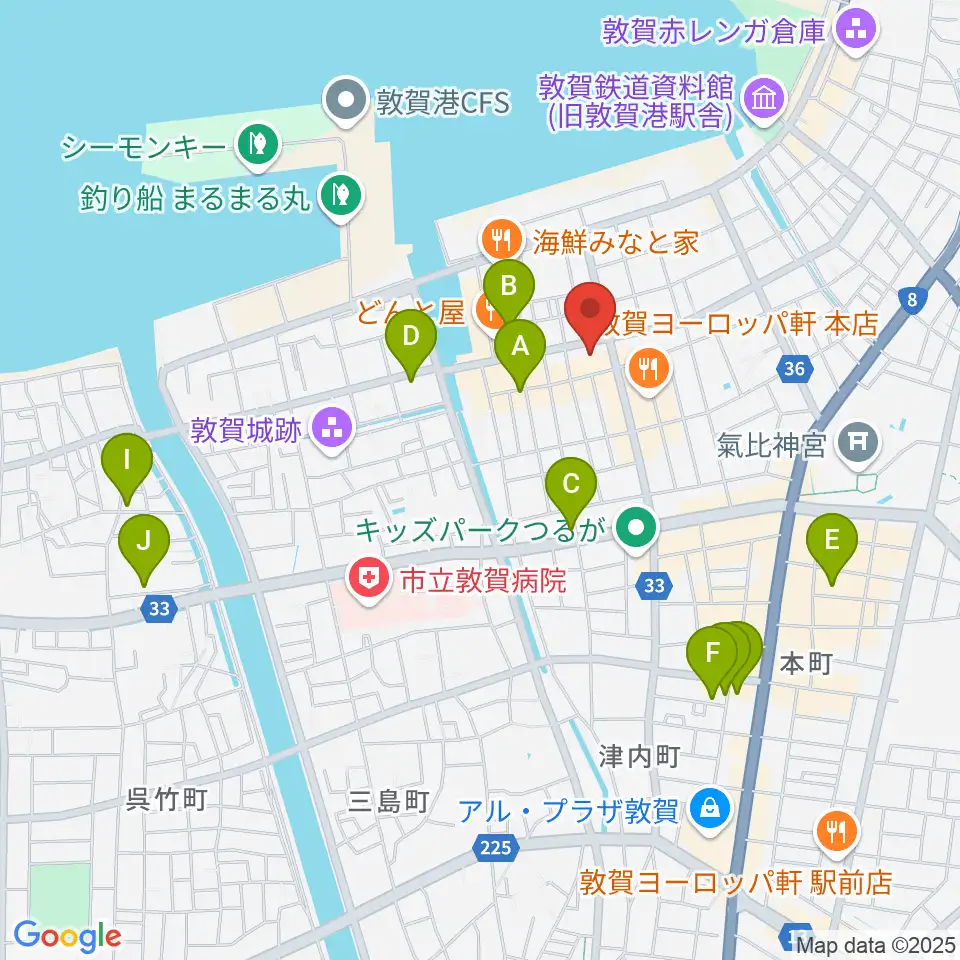 みなとつるが山車会館周辺のホテル一覧地図