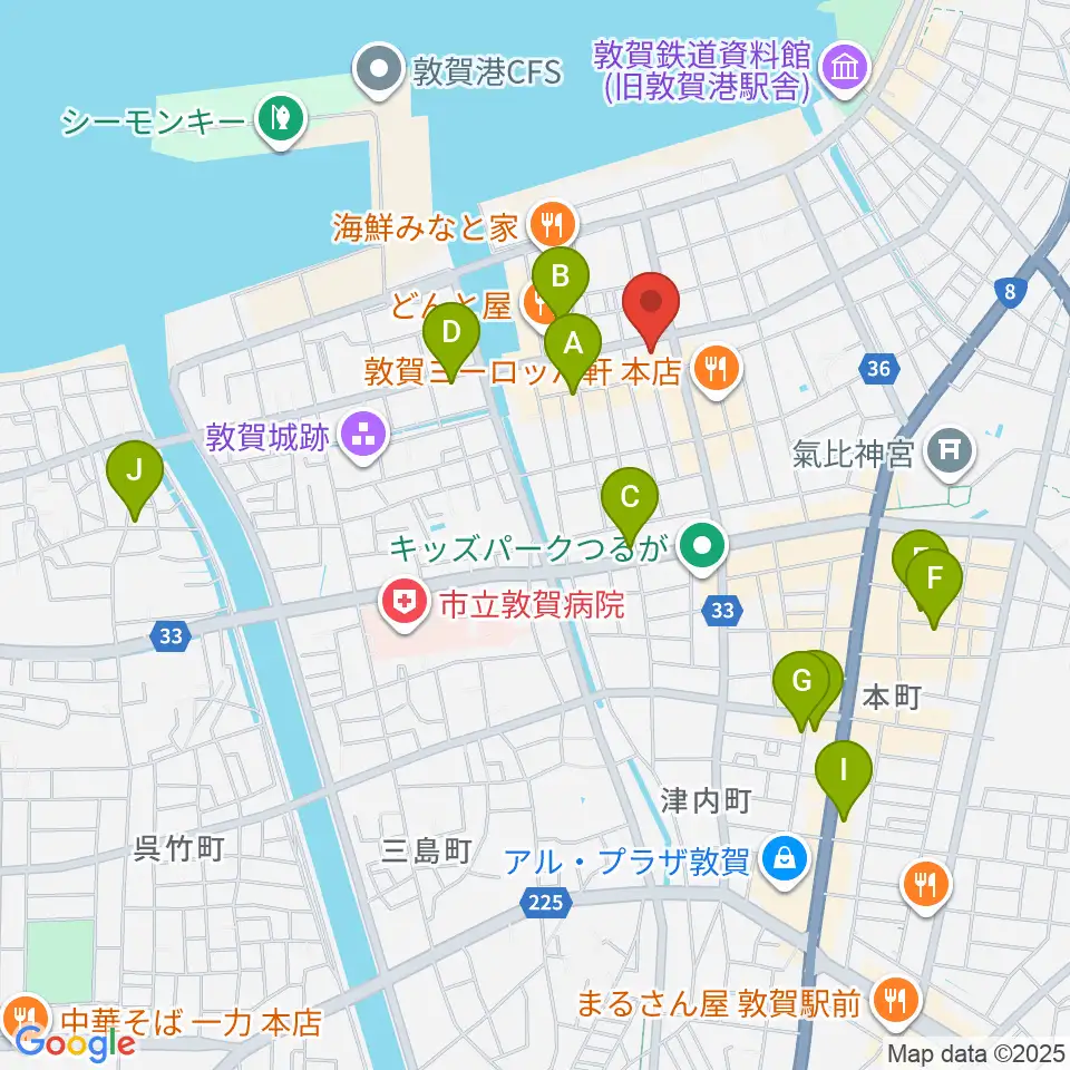 みなとつるが山車会館周辺のホテル一覧地図