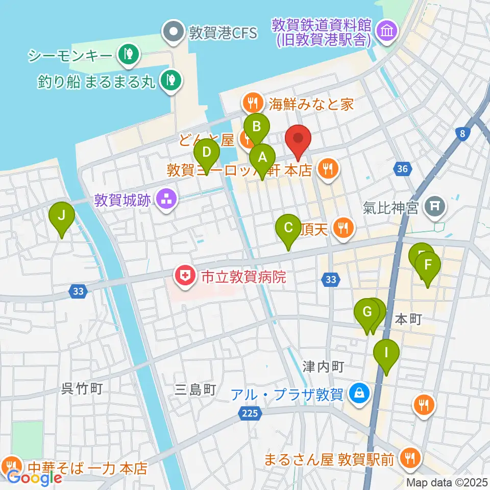 みなとつるが山車会館周辺のホテル一覧地図