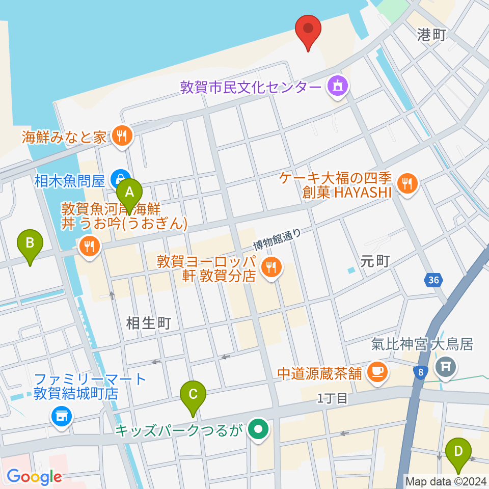 きらめきみなと館周辺のホテル一覧地図