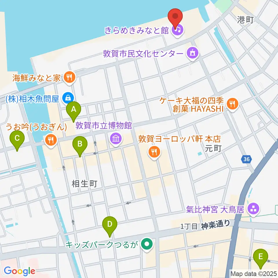 きらめきみなと館周辺のホテル一覧地図