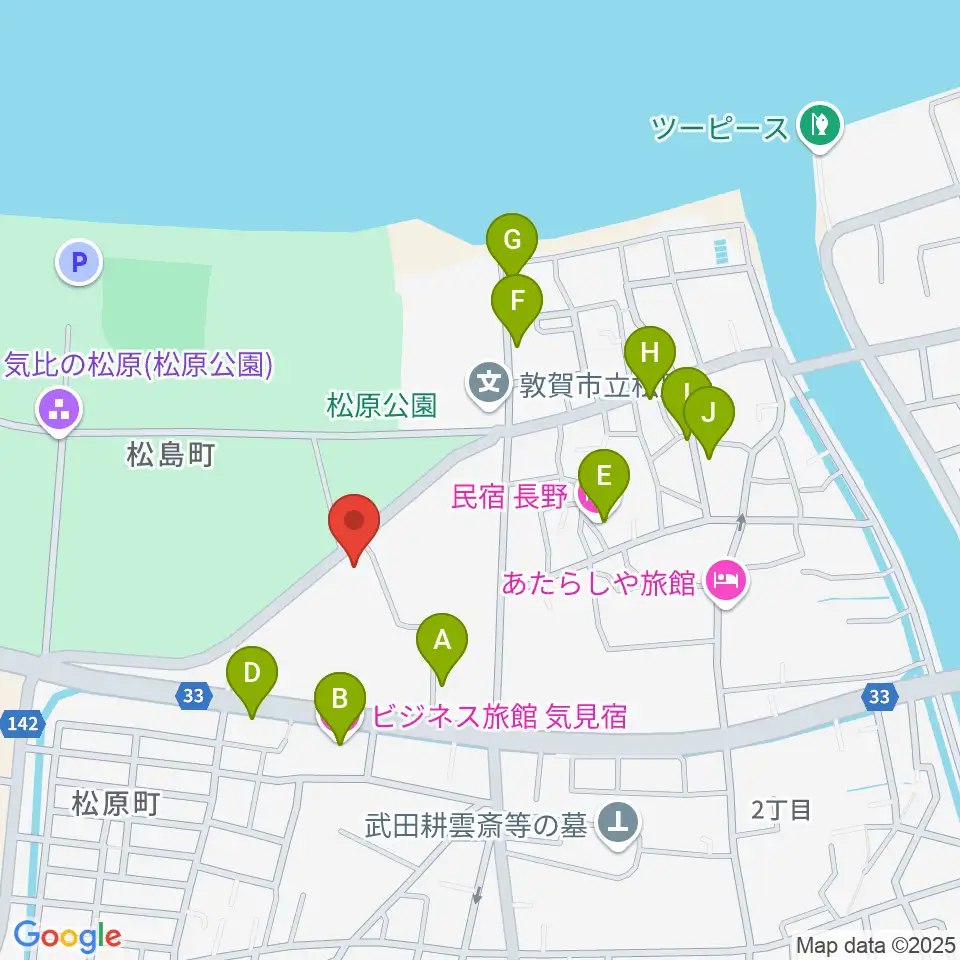 敦賀市営野球場周辺のホテル一覧地図