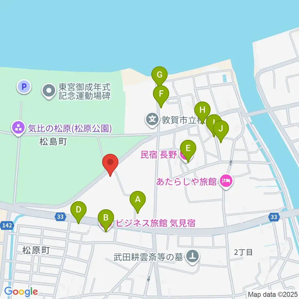 敦賀市営野球場周辺のホテル一覧地図