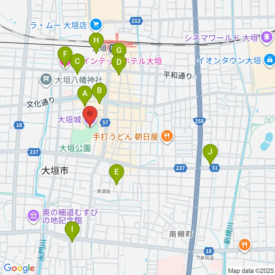 大垣城展望室周辺のホテル一覧地図