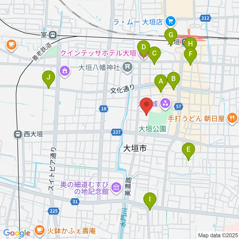 大垣市郷土館周辺のホテル一覧地図