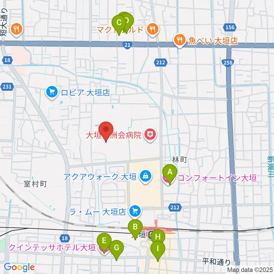 大垣市北公園野球場周辺のホテル一覧地図