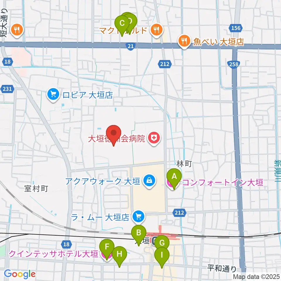 大垣市北公園陸上競技場周辺のホテル一覧地図