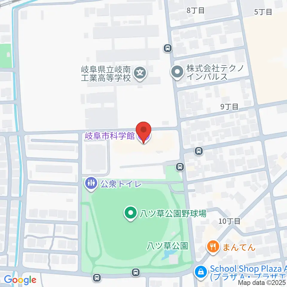 岐阜市科学館周辺のホテル一覧地図