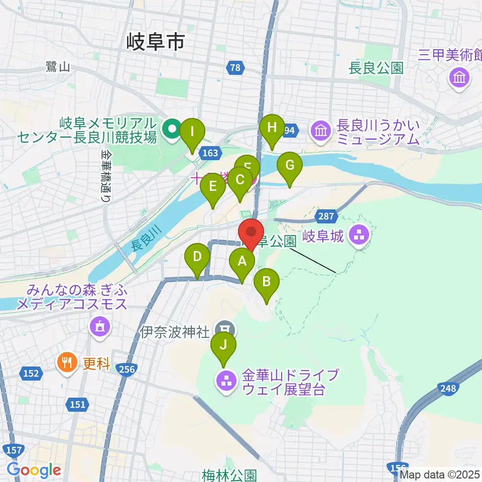 岐阜市歴史博物館周辺のホテル一覧地図