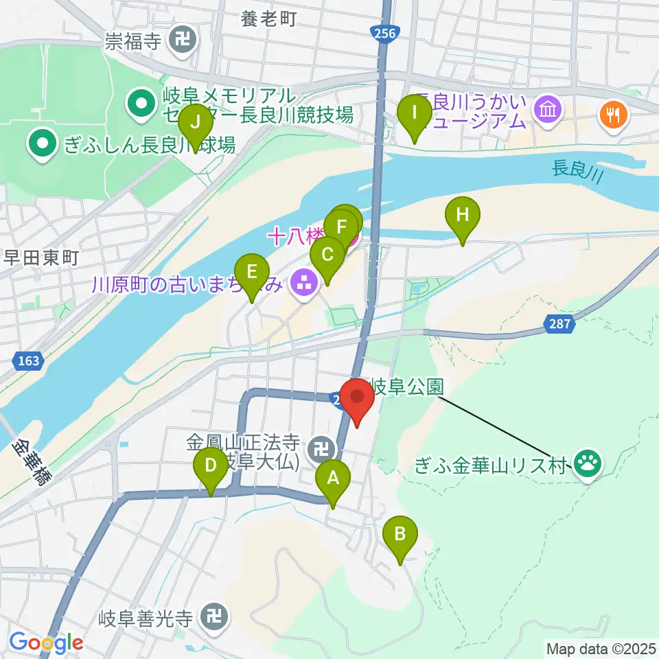 岐阜市歴史博物館周辺のホテル一覧地図