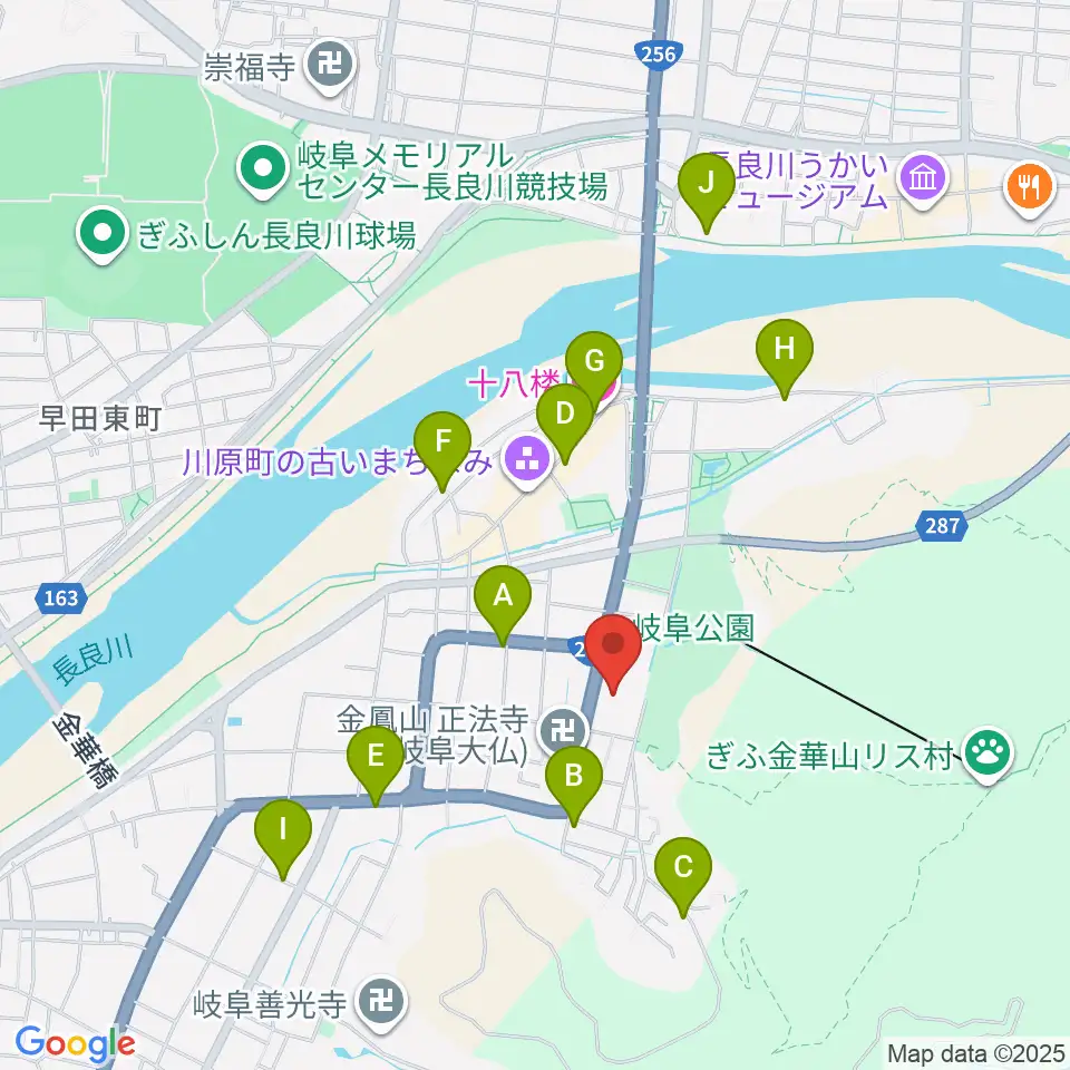 岐阜市歴史博物館周辺のホテル一覧地図