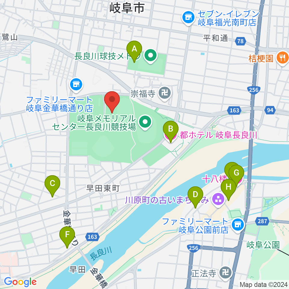 長良川スイミングプラザ周辺のホテル一覧地図