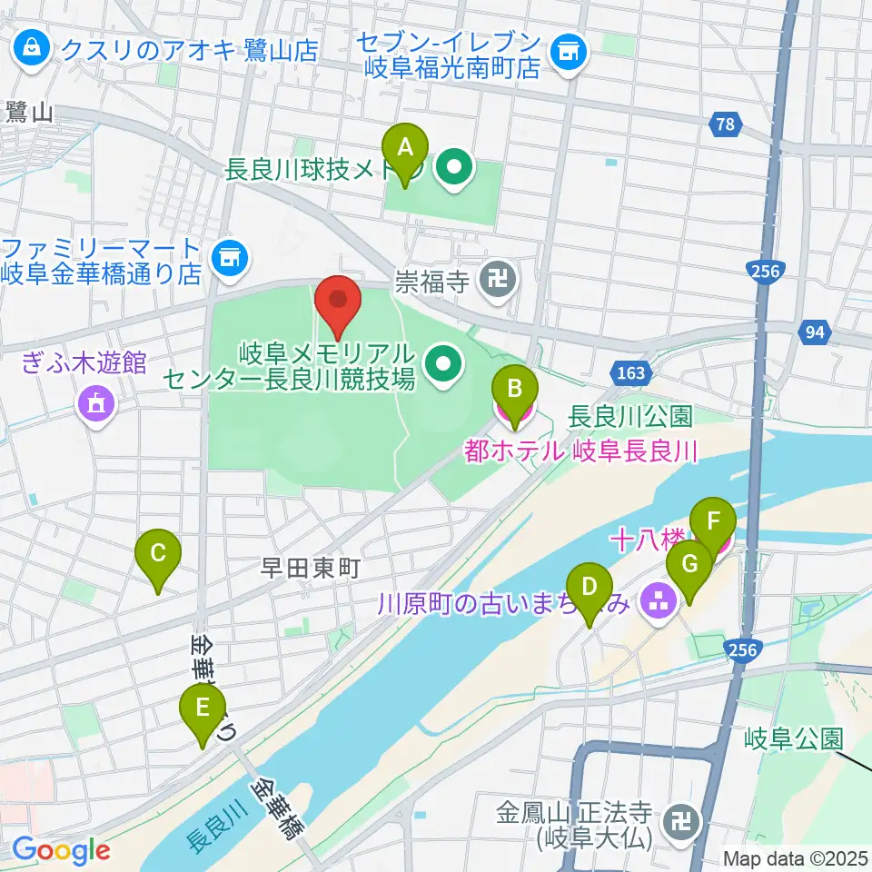 長良川スイミングプラザ周辺のホテル一覧地図