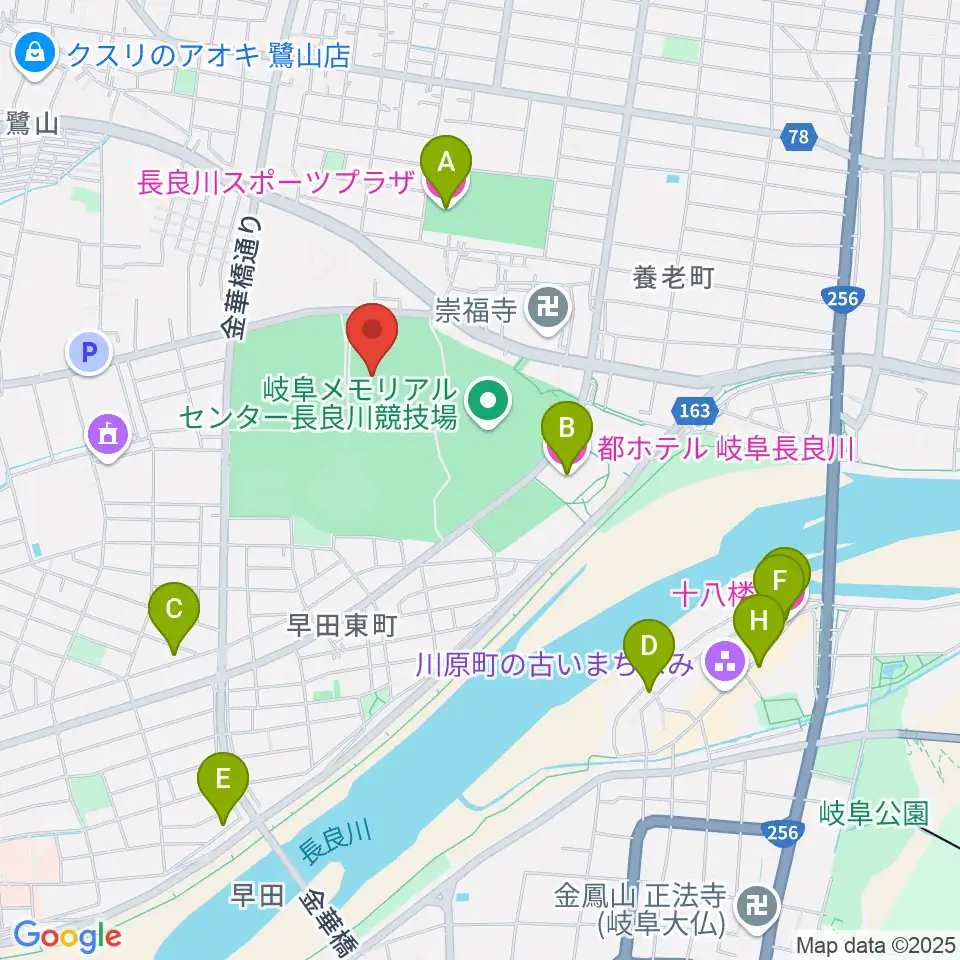 長良川スイミングプラザ周辺のホテル一覧地図