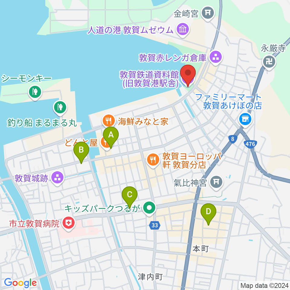 敦賀鉄道資料館周辺のホテル一覧地図