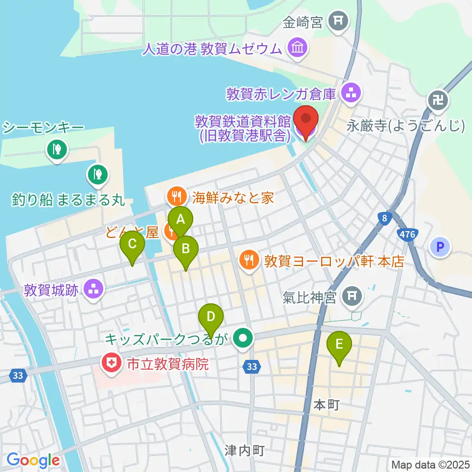 敦賀鉄道資料館周辺のホテル一覧地図
