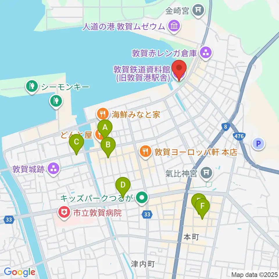 敦賀鉄道資料館周辺のホテル一覧地図