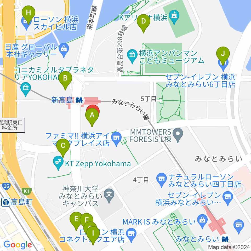 ヤマハミュージック横浜みなとみらい周辺のホテル一覧地図