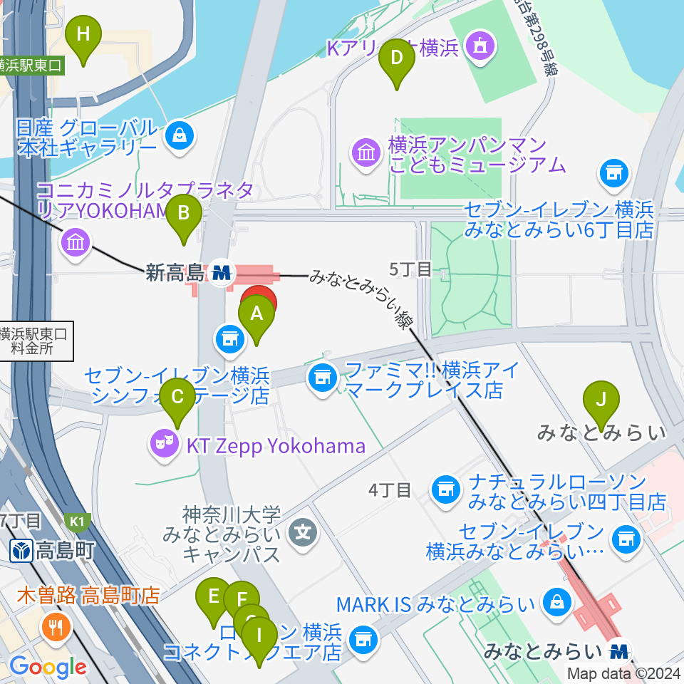 ヤマハミュージック横浜みなとみらい周辺のホテル一覧地図